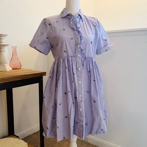 Cute Kate Spade Bee dress pockets blue white S